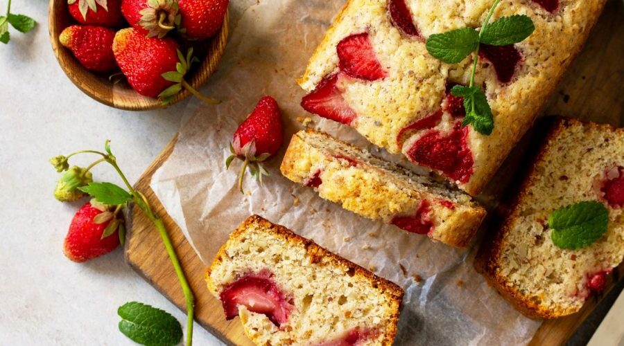 cake vanille et fraises