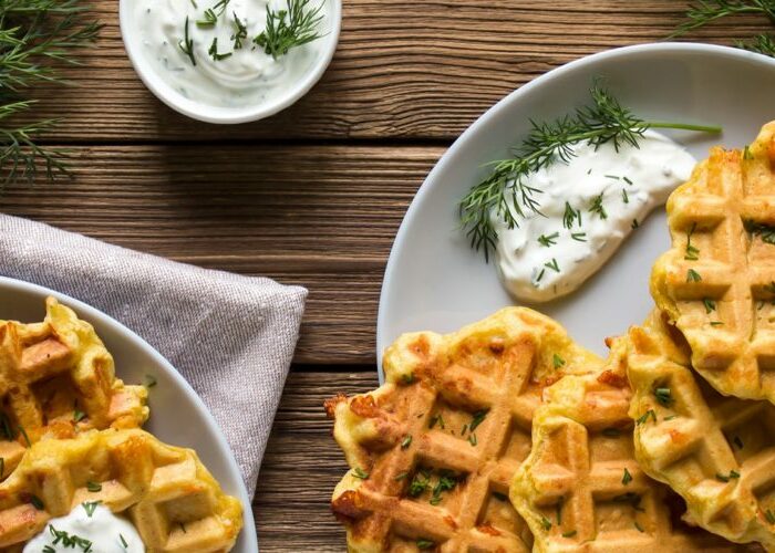 Gaufres salées au poulet & Boursin
