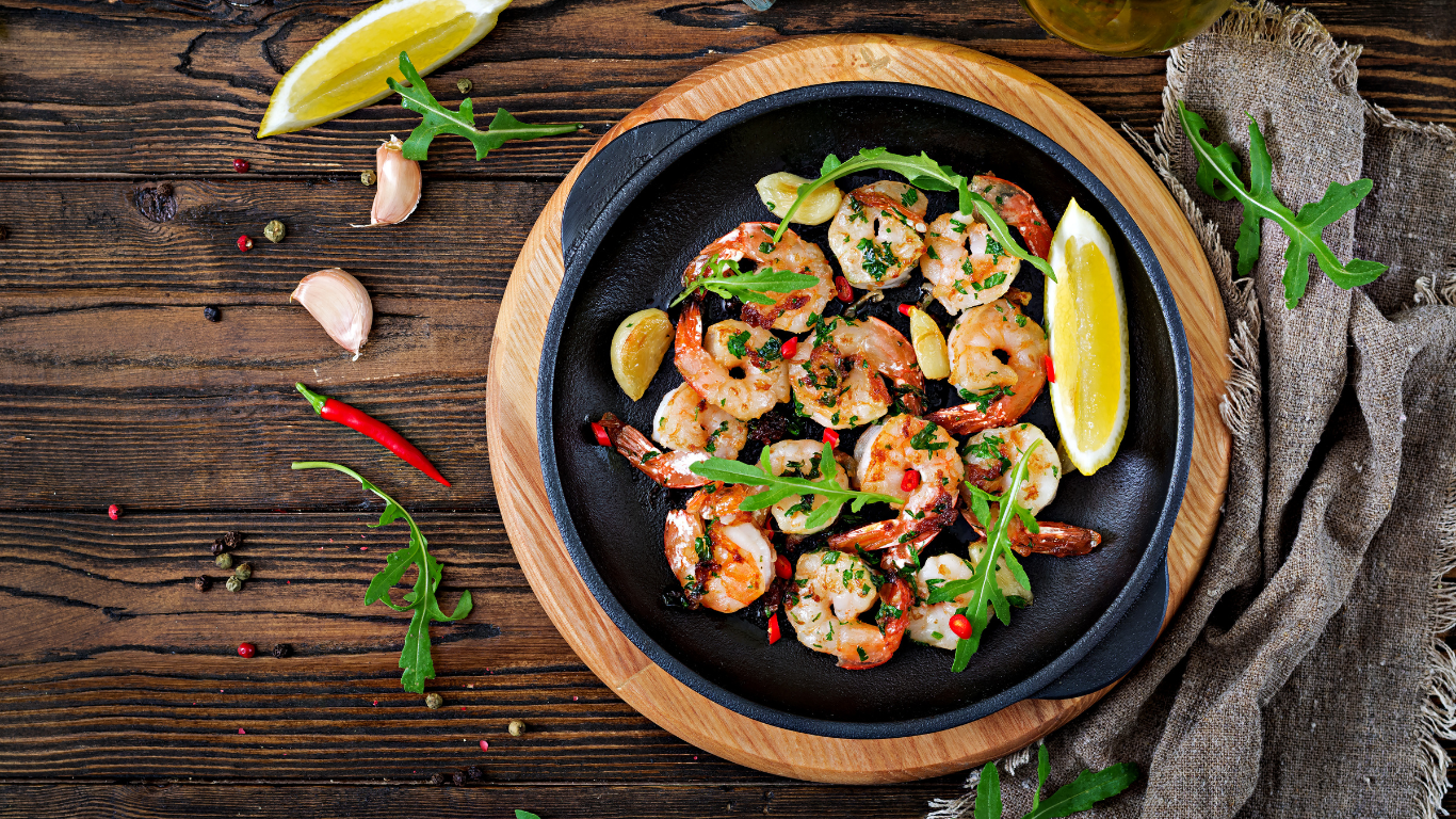Gambas marinées à l’ail et au citron